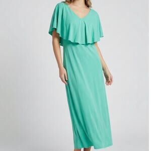 Duffield Lane Small Aqua Green Maxi Dress with Ruffle Overlay